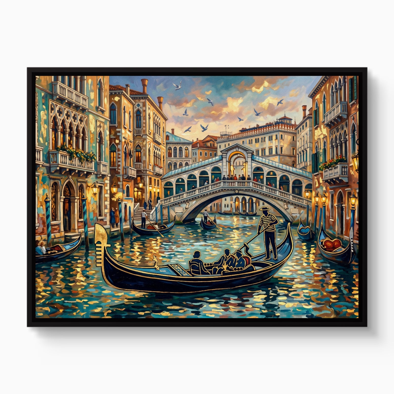 Venice Golden Evening — venice golden evening white studio framed black