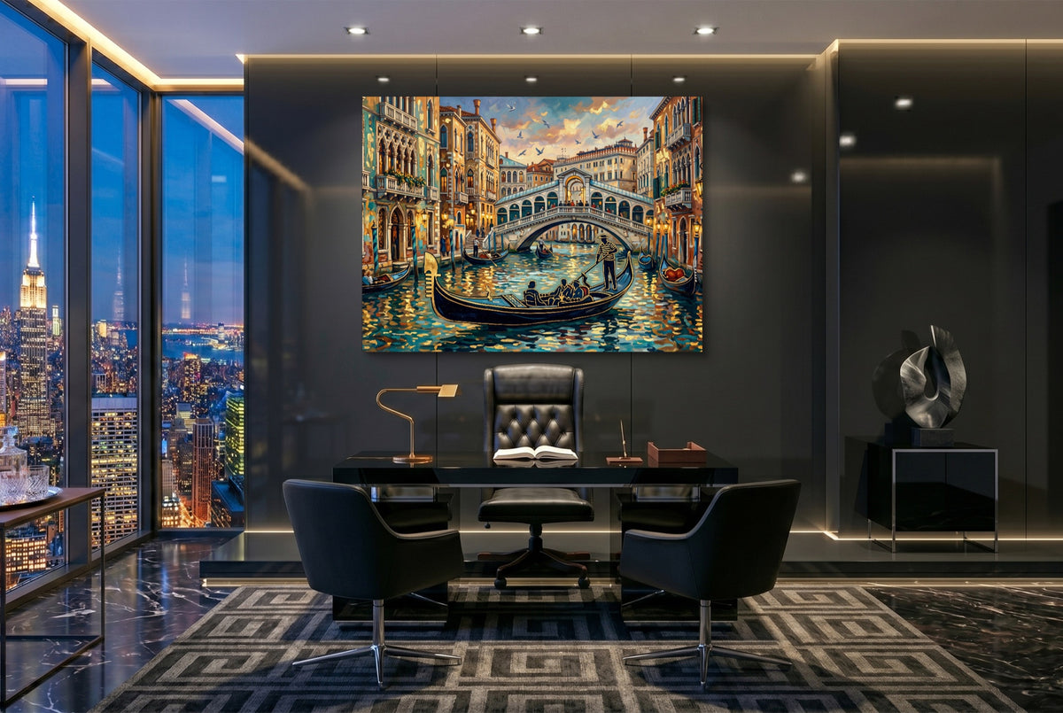 Venice Golden Evening — venice golden evening office with city view 3 1land flush print