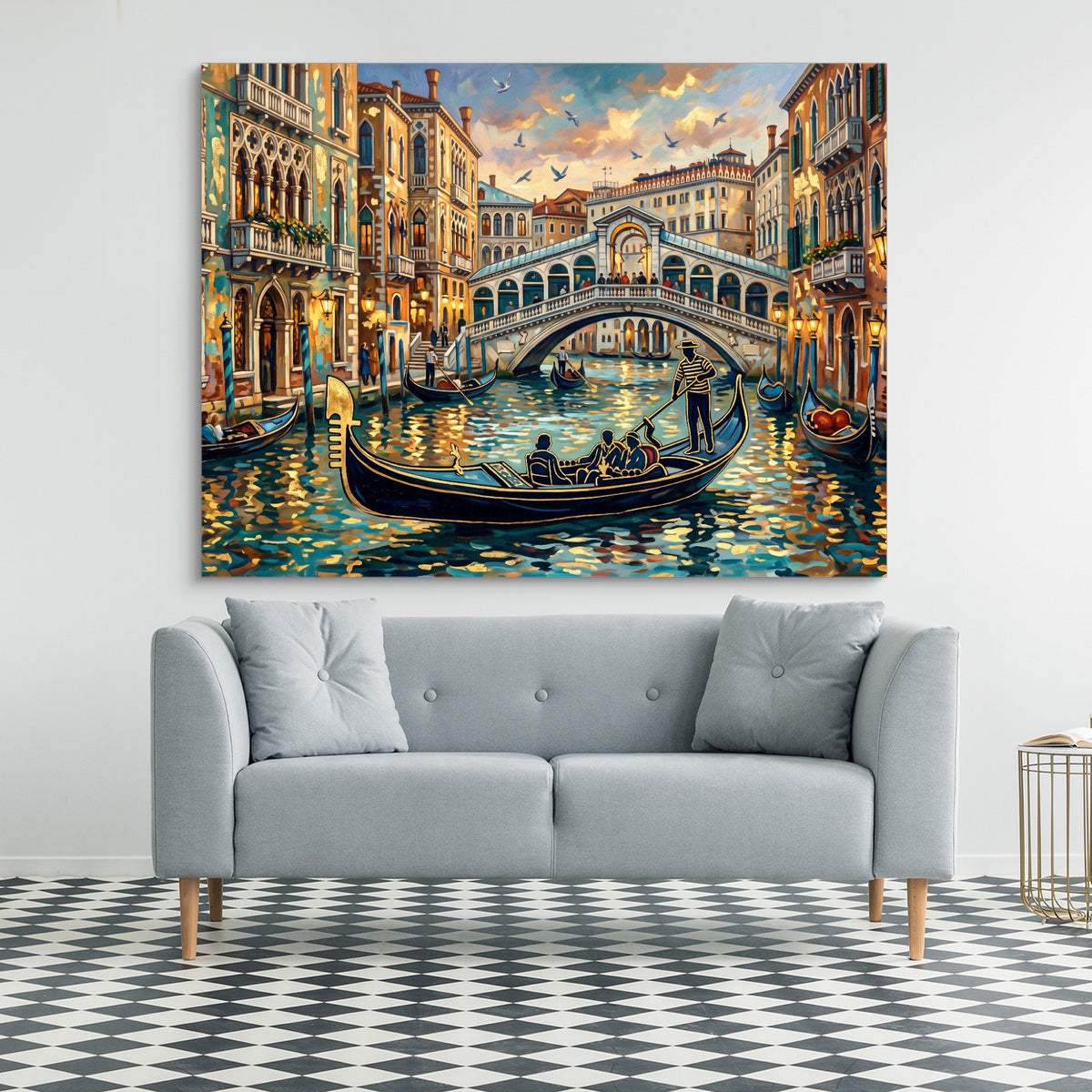 Venice Golden Evening — venice golden evening sq checkered floor 1land flush print