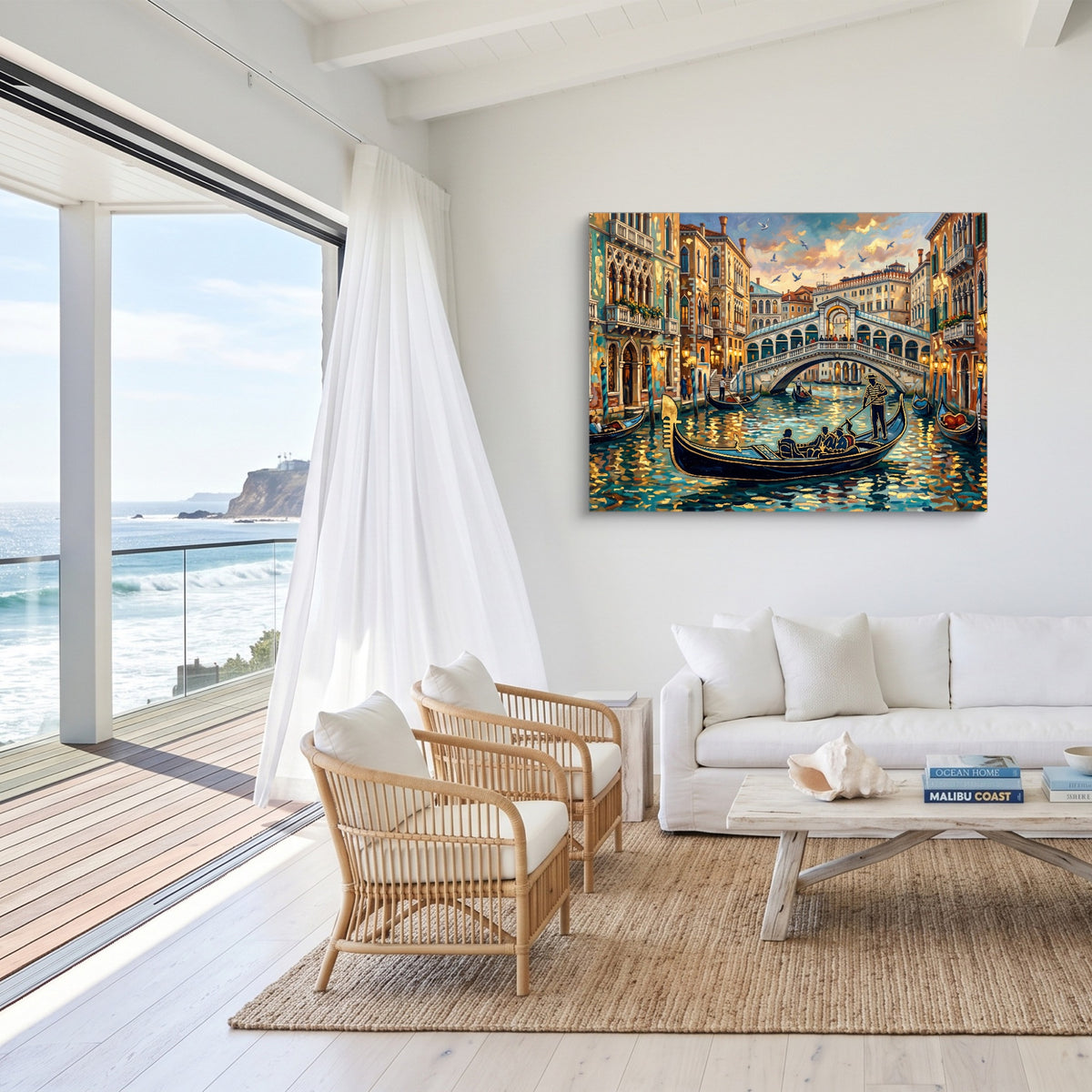 Venice Golden Evening — venice golden evening sq malibu beach 1land flush print