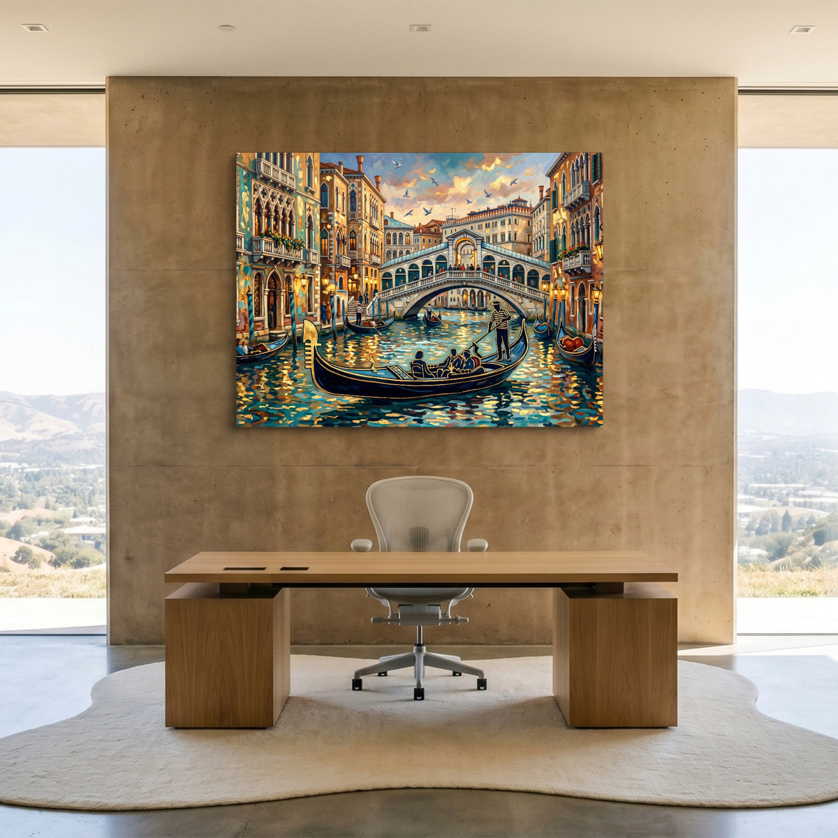 Venice Golden Evening — venice golden evening sq minimalist lux office 1land flush print