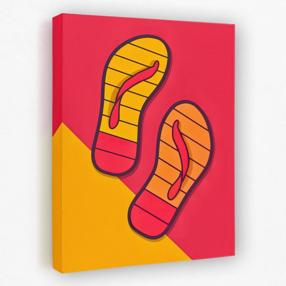 Vibrant Flip Flops - Beach Canvas Wall Art