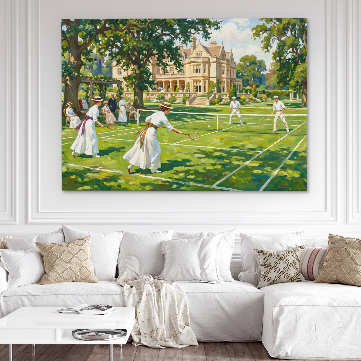 Victorian Tennis Afternoon — Victorian Tennis Afternoon White Couch and Wall 204