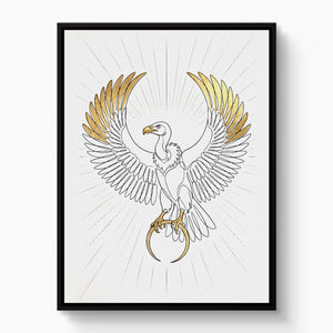 Vulture Golden Wings — vulture golden wings white studio framed black