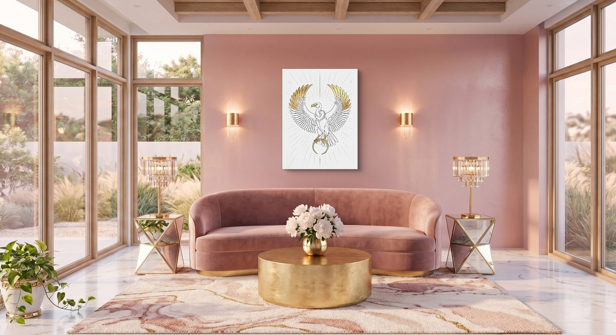 Vulture Golden Wings — vulture golden wings pink living room 1port flush print