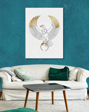 Vulture Golden Wings — vulture golden wings psd aqua wall white couch 1port flush print