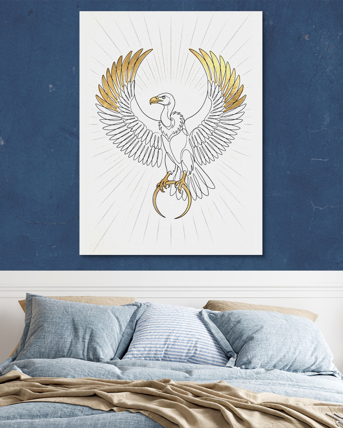 Vulture Golden Wings — vulture golden wings psd navy blue bedroom 1port flush print