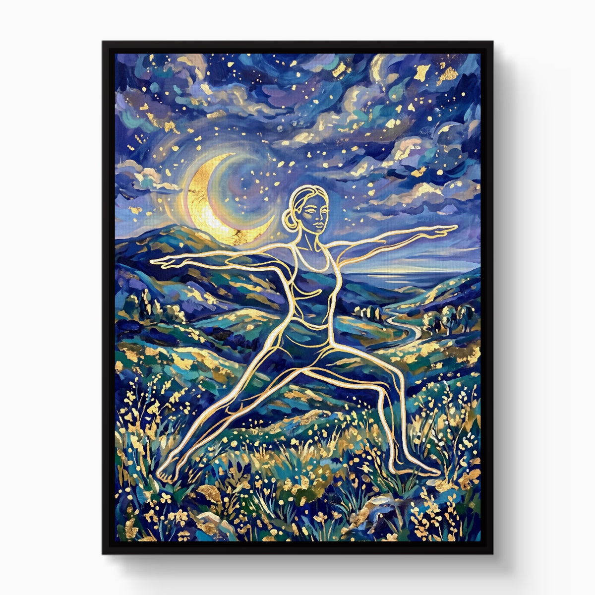 Warrior Golden Night — warrior golden night white studio framed black