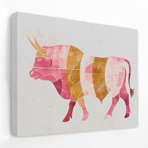 Watercolor Pink Bull - Luxury Wall Art