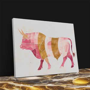 Watercolor Pink Bull - Luxury Wall Art