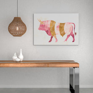 Watercolor Pink Bull - Luxury Wall Art