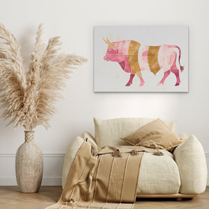 Watercolor Pink Bull - Luxury Wall Art