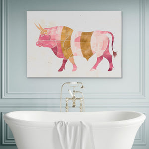 Watercolor Pink Bull - Luxury Wall Art