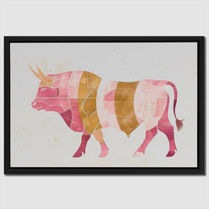 Watercolor Pink Bull - Luxury Wall Art