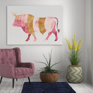 Watercolor Pink Bull - Luxury Wall Art