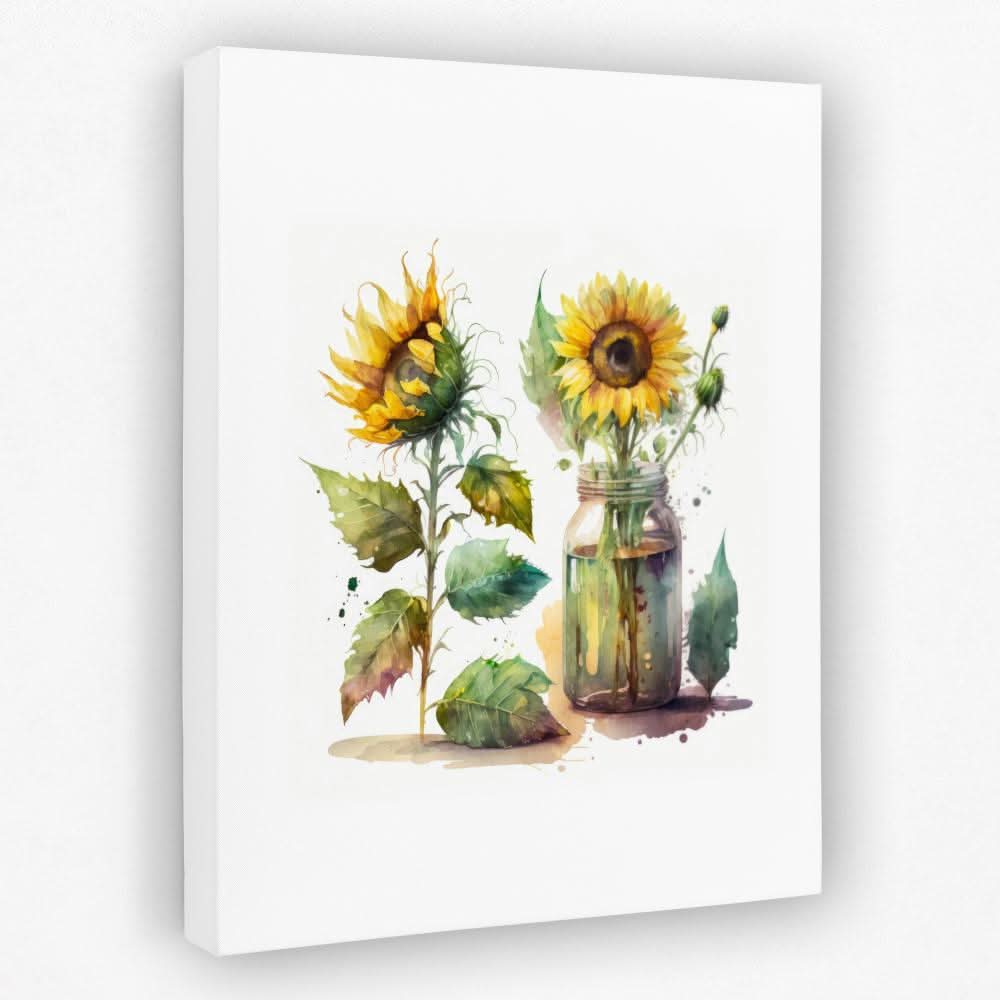 Watercolour Sunflowers - Floral Canvas Wall Art