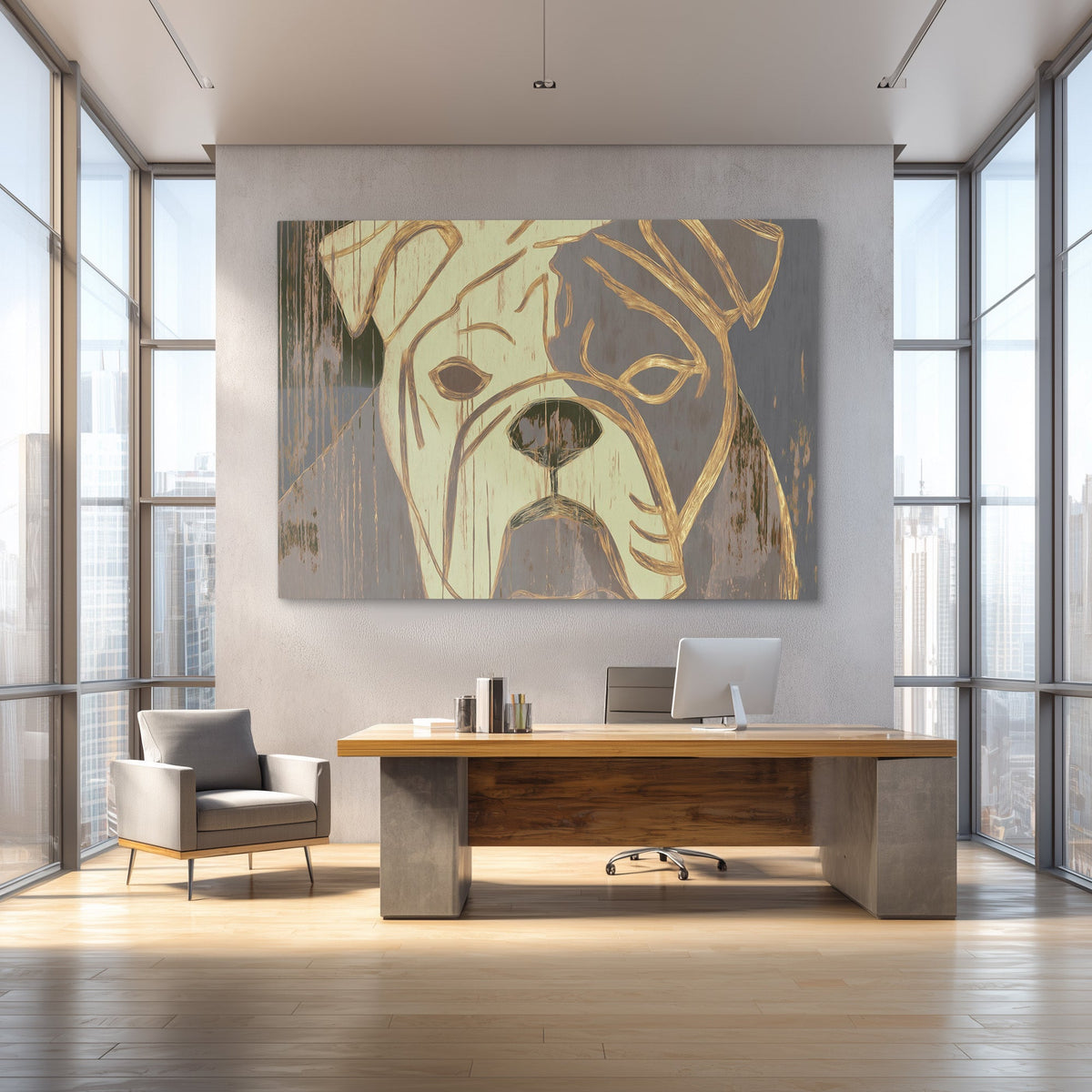 Weathered Bulldog Portrait - Luxury Wall Art