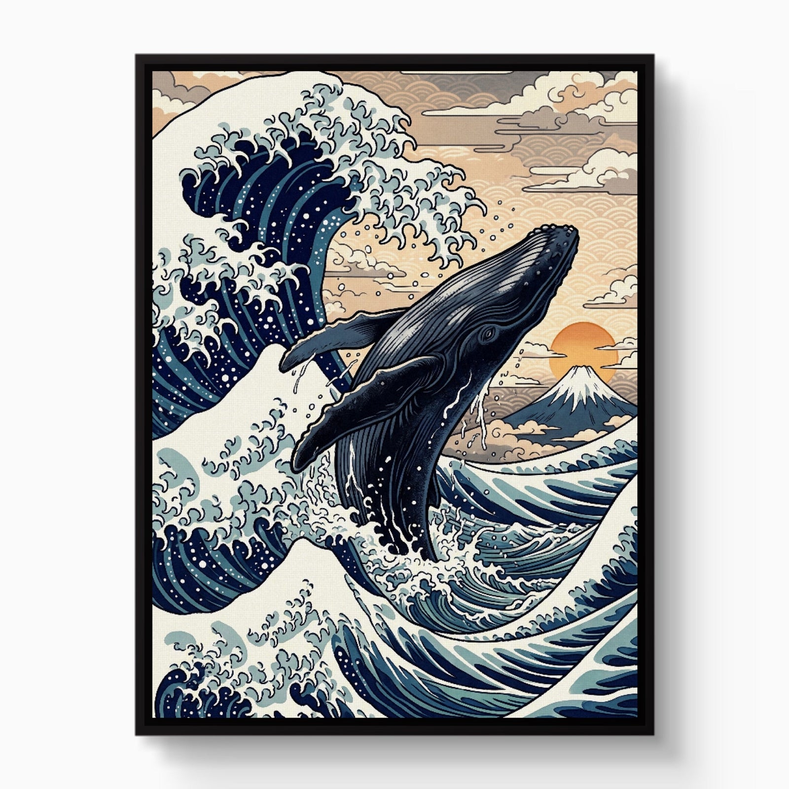 Whale Breaching Fuji Peak - Luxury Wall Art