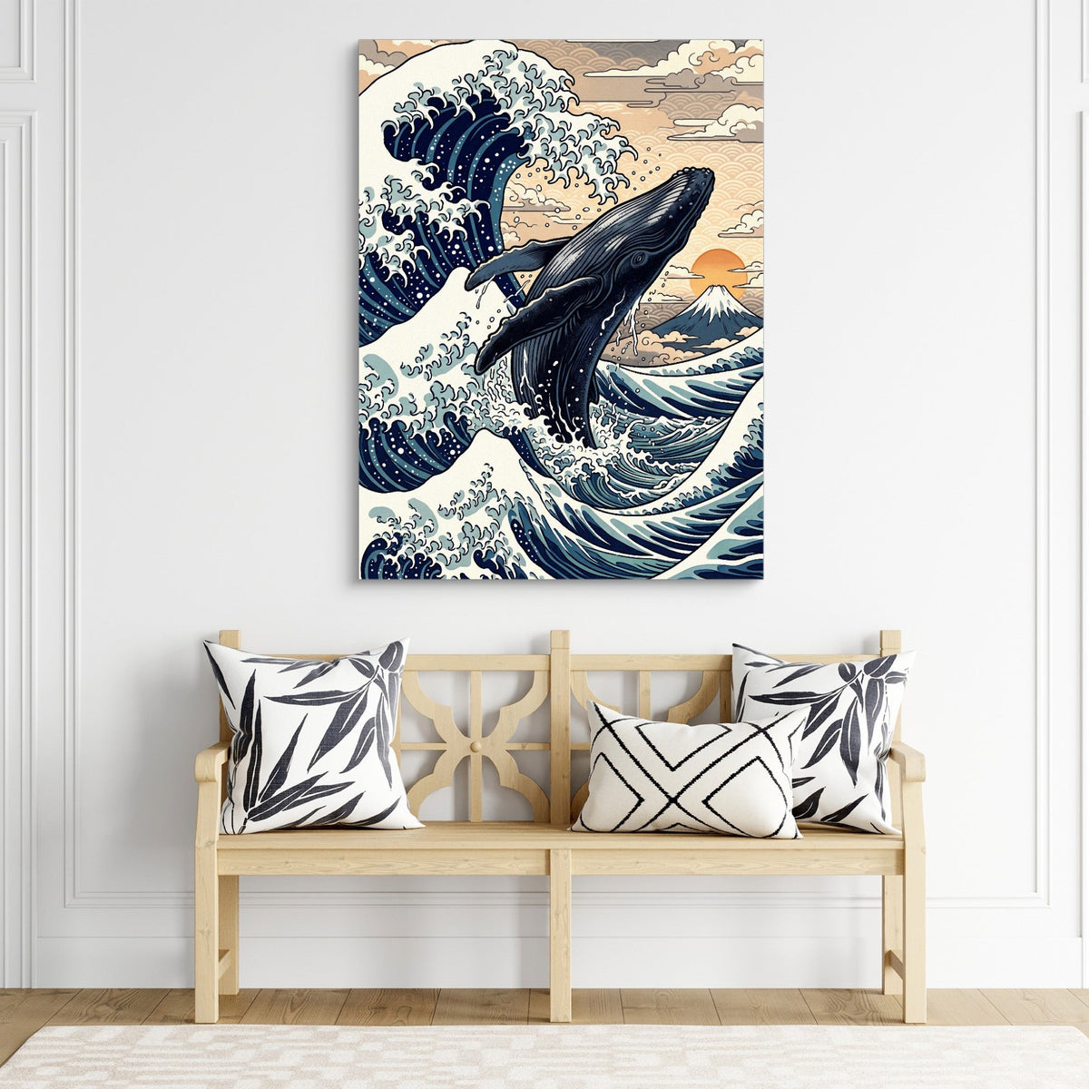 Whale Breaching Fuji Peak - Luxury Wall Art
