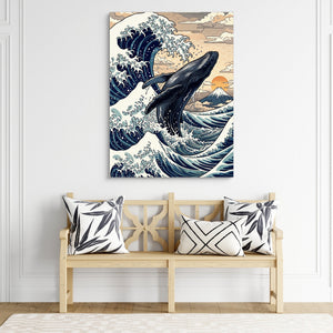 Whale Breaching Fuji Peak - Luxury Wall Art
