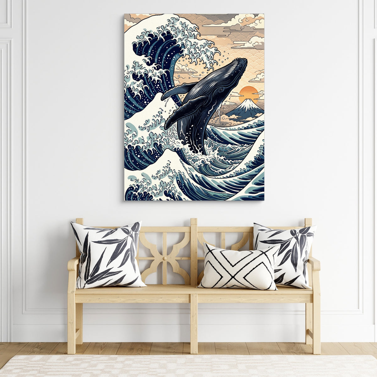 Whale Breaching Fuji Peak — whale breaching fuji peak sq living room chair 1port flush print