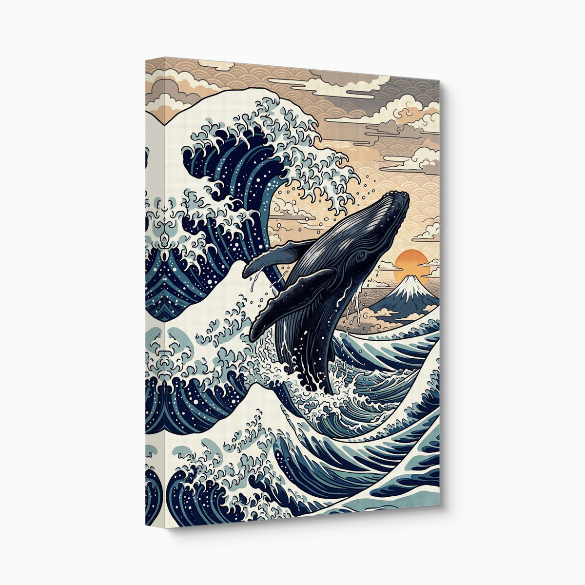 Whale Breaching Fuji Peak — whale breaching fuji peak angled flush print