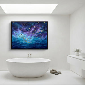 Whale Cosmic Ocean — whale cosmic ocean sq minimalist bathroom 1land framed black