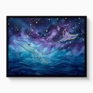 Whale Cosmic Ocean — whale cosmic ocean white studio framed black