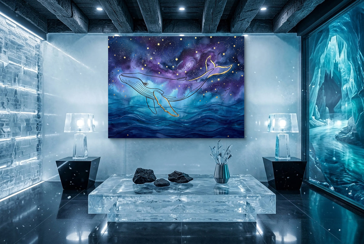 Whale Cosmic Ocean — whale cosmic ocean icicle unreal minimalist living room 1land flush print
