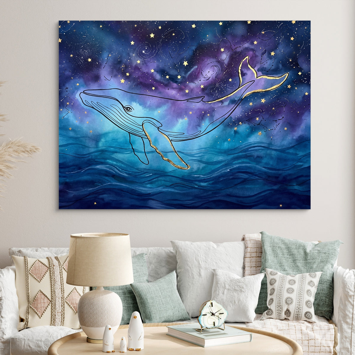 Whale Cosmic Ocean — whale cosmic ocean sq clock bed 1land flush print