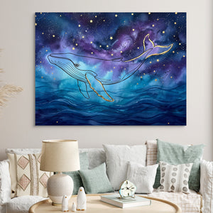 Whale Cosmic Ocean — whale cosmic ocean sq clock bed 1land flush print