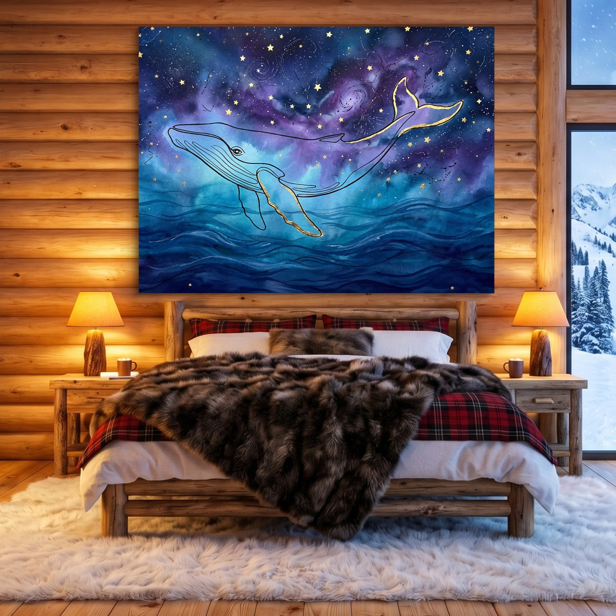 Whale Cosmic Ocean — whale cosmic ocean sq cozy cabin 1land flush print
