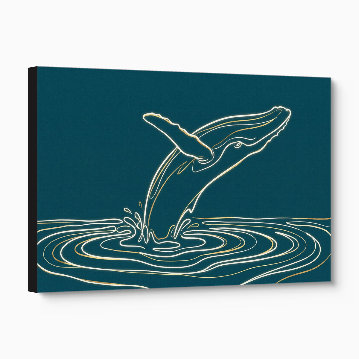 Whale Golden Breach — whale golden breach angled flush print