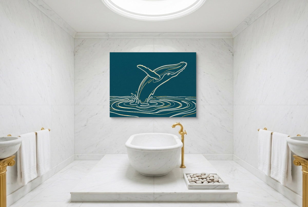 Whale Golden Breach — whale golden breach luxury bathroom interior 2 1land flush print