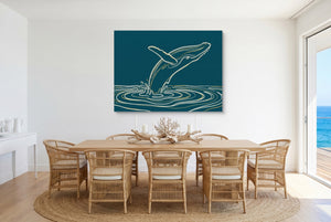 Whale Golden Breach — whale golden breach small dining room with ocean view 1land flush print