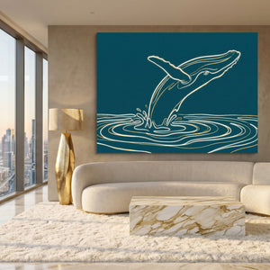 Whale Golden Breach — whale golden breach sq white gold lux 1land flush print