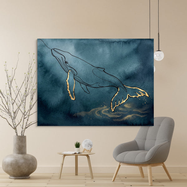 Whale Golden Depths in a room