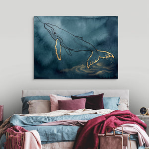 Whale Golden Depths — whale golden depths sq luxury bedroom 1land flush print