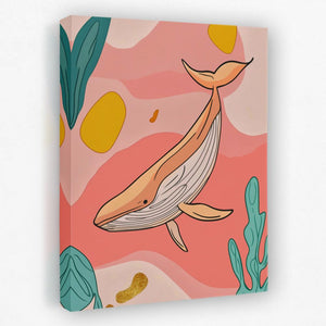 Whale in Pink Sea - Luxury Wall Art