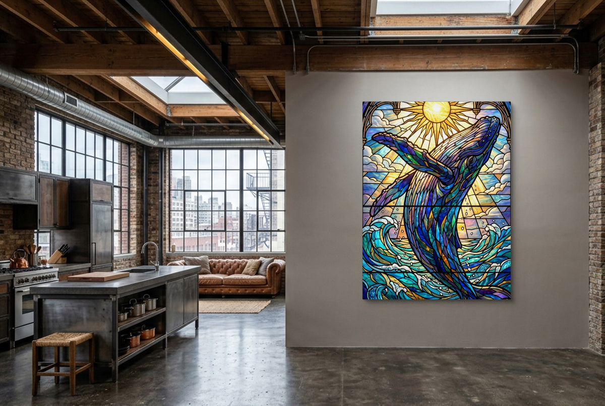 Whale's Ascent — whale's ascent kitchen interior with island 1port flush print