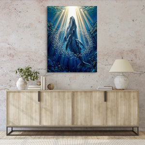 Whales Sunlit Depths — whales sunlit depths sq hallway granite wall 1port flush print