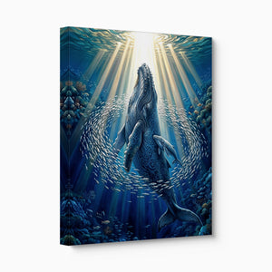 Whales Sunlit Depths — whales sunlit depths angled flush print