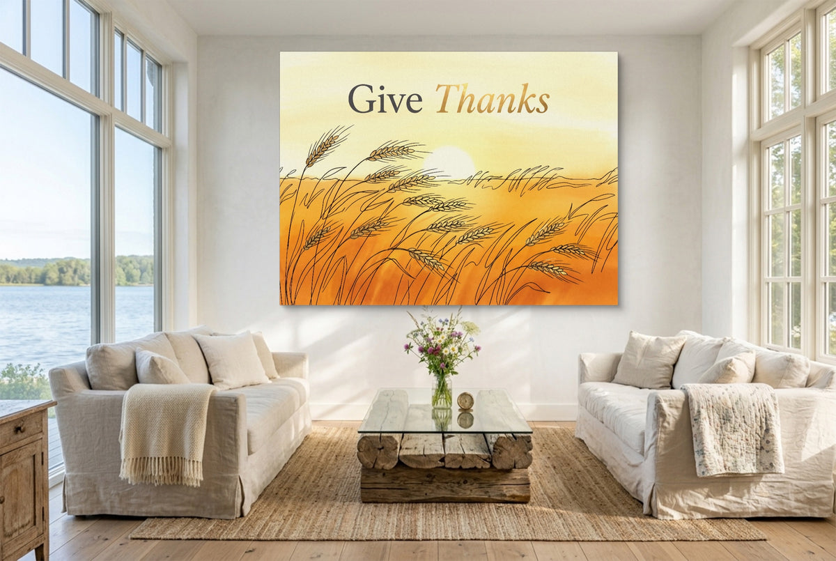 Wheat Golden Sunset — wheat golden sunset living room with couches 1land flush print