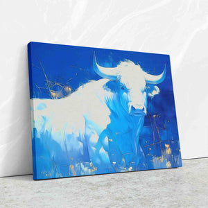 White and Blue Bull - Luxury Wall Art