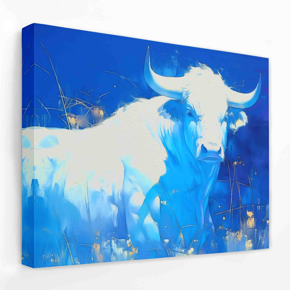 White and Blue Bull - Luxury Wall Art