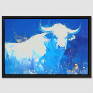 White and Blue Bull - Luxury Wall Art