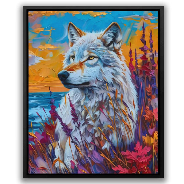 White Wolf Gazing in a room