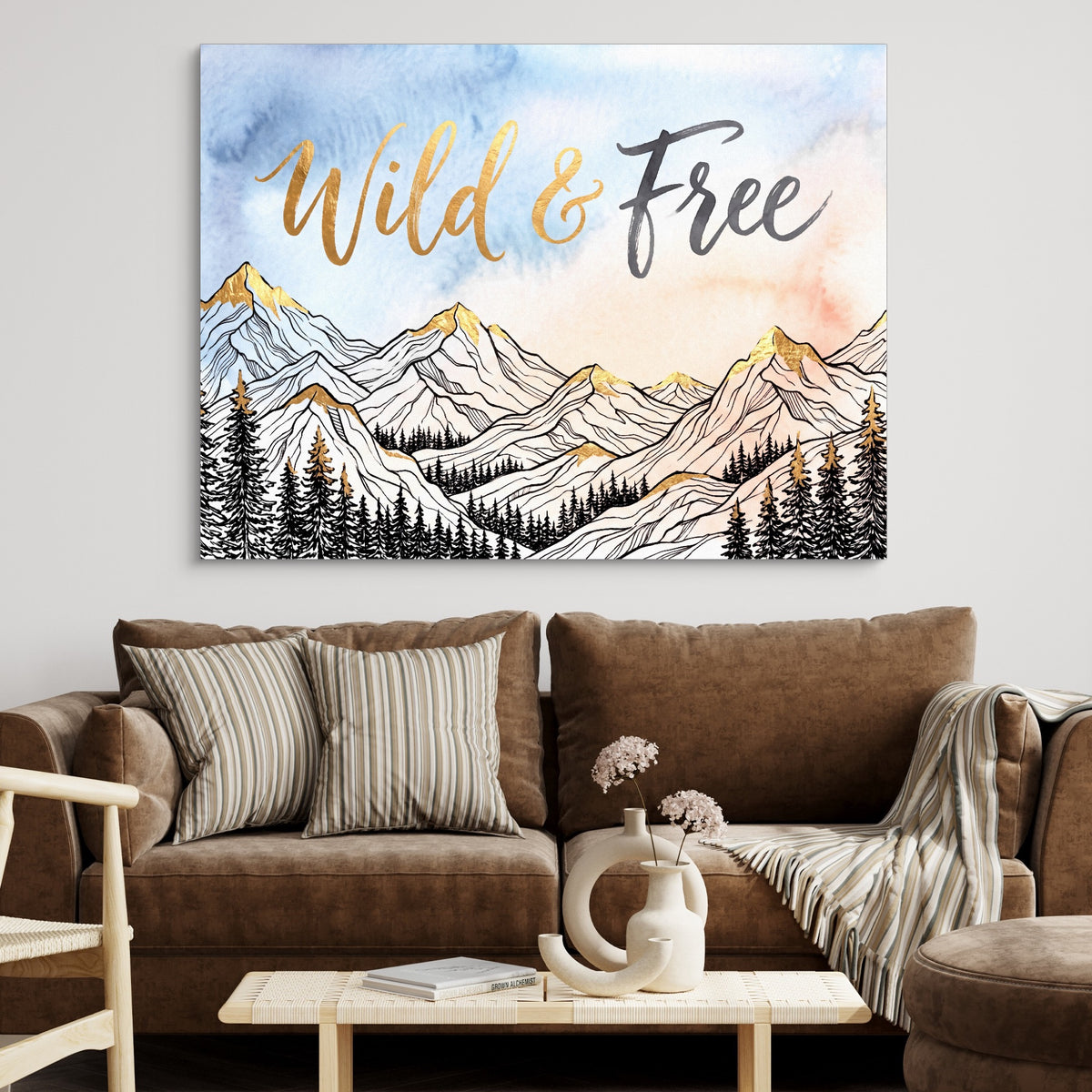 Wild And Free — wild and free sq brown couch 1land flush print