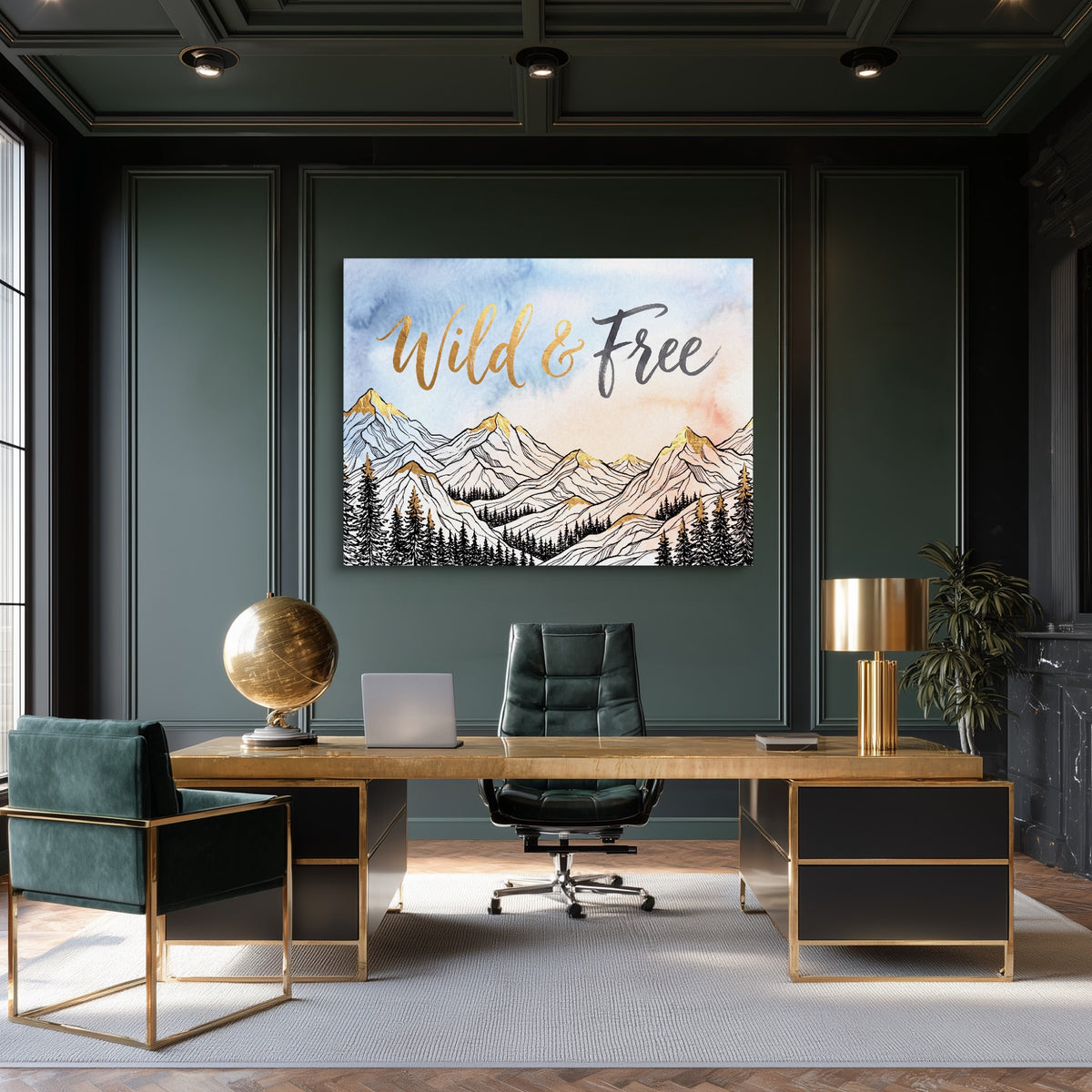 Wild And Free — wild and free sq green office room 1land flush print