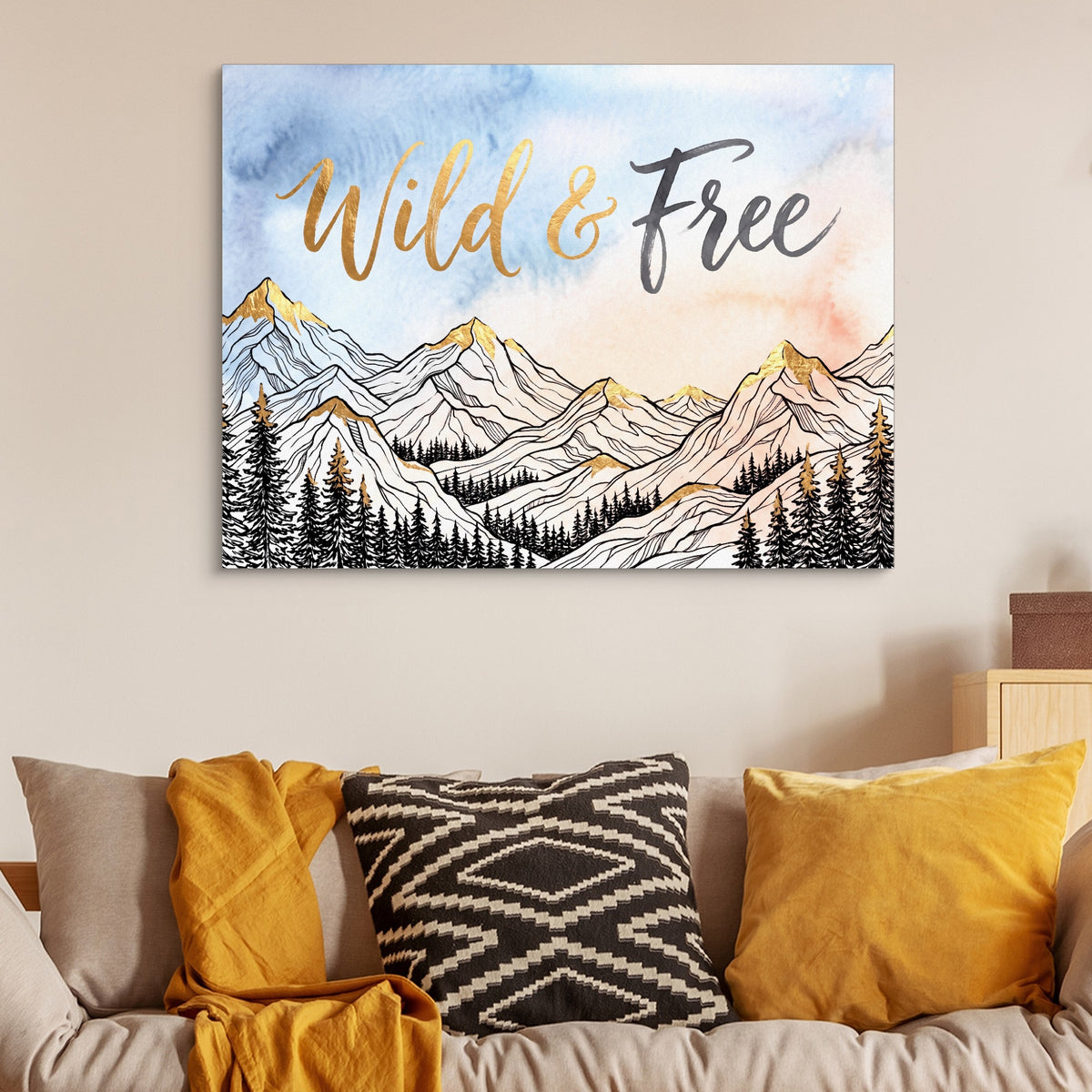 Wild And Free — wild and free sq luxury couch walls 1land flush print